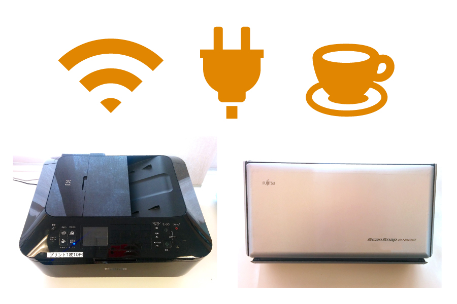 WiFi、電源、コーヒー、プリンター、スキャナなど様々な設備が整っています